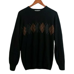 GEOFFREY BEENE Argyle Crew Neck Sweater Men Medium